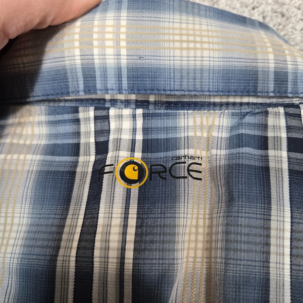 Carhartt Shirts Mens Large Black blue Plaid S/S Button Up Relaxed Fit lot of 2 - Picture 12 of 13